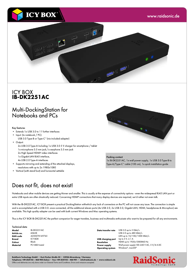 First page image of the manual for IB-DK2251AC