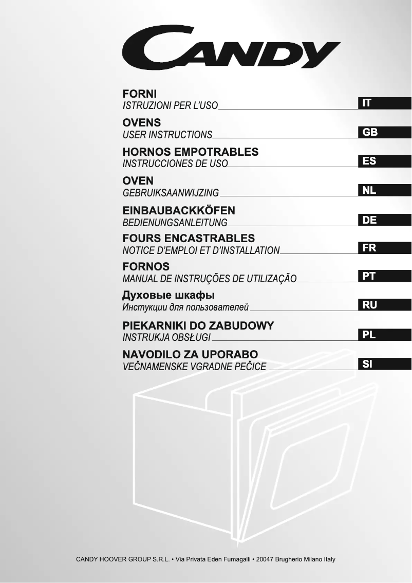 Page 1 of the manual User Manual Candy FST 100/6 X