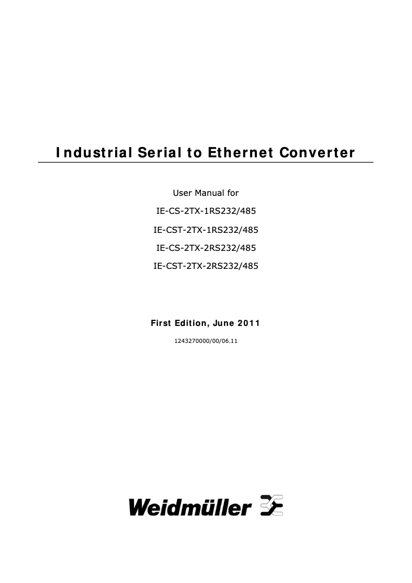 First page image of the manual for IE-CST-2TX-1RS232/485