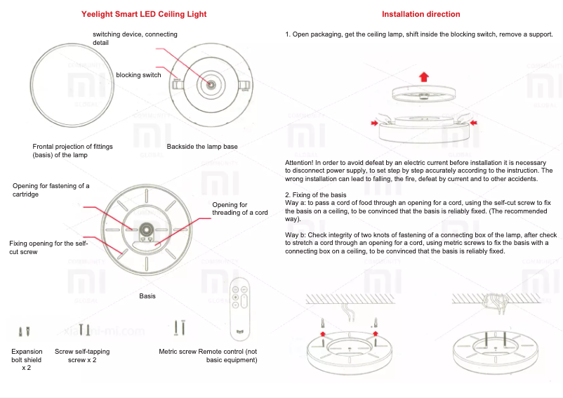 First page image of the manual for Yeelight Smart LED Ceiling Lamp