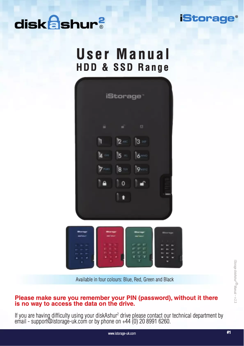 Page 1 of the manual User Manual iStorage diskAshur 2