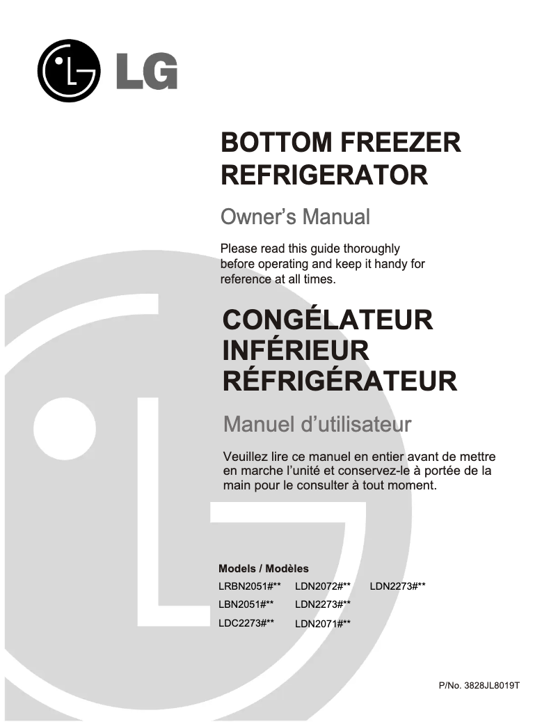 Page 1 of the manual User Manual LG LRBN20514ST