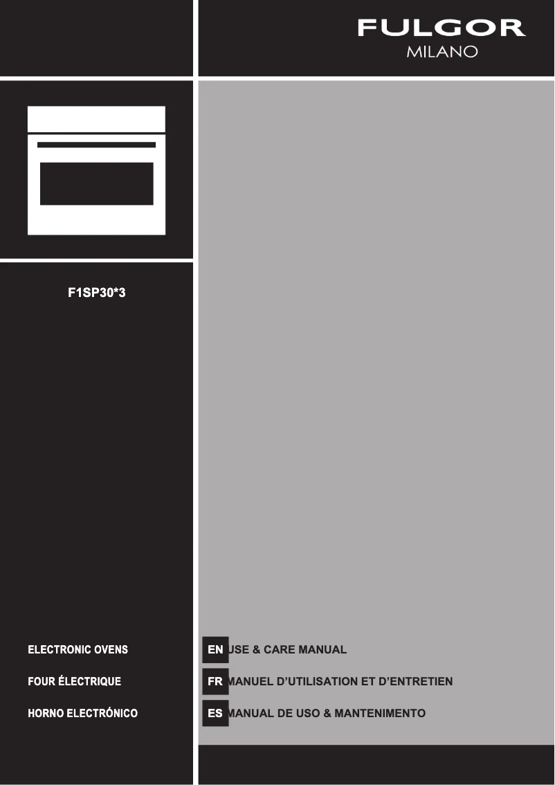 Page 1 of the manual User Manual Fulgor Milano F1SP30S3