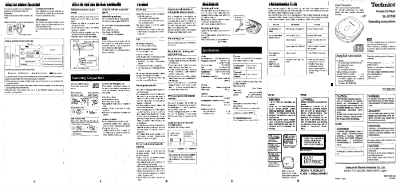 First page image of the manual for SL-XP190