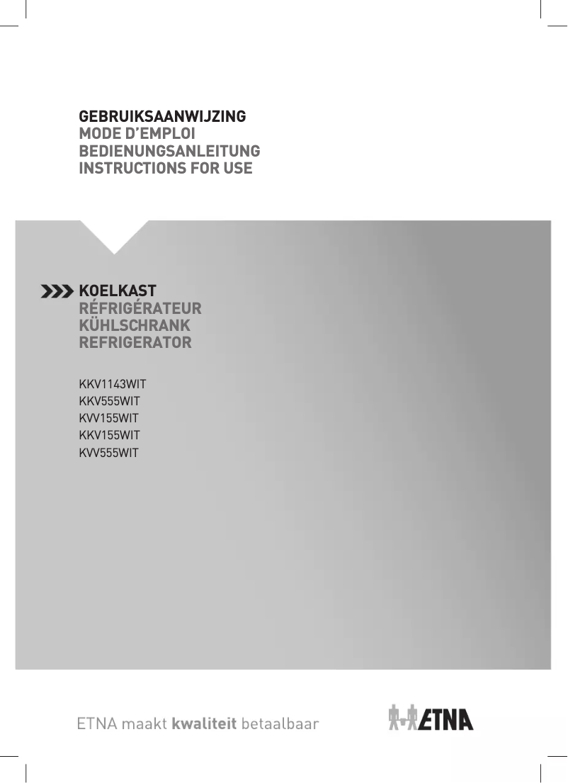 First page image of the manual for KVV555WIT