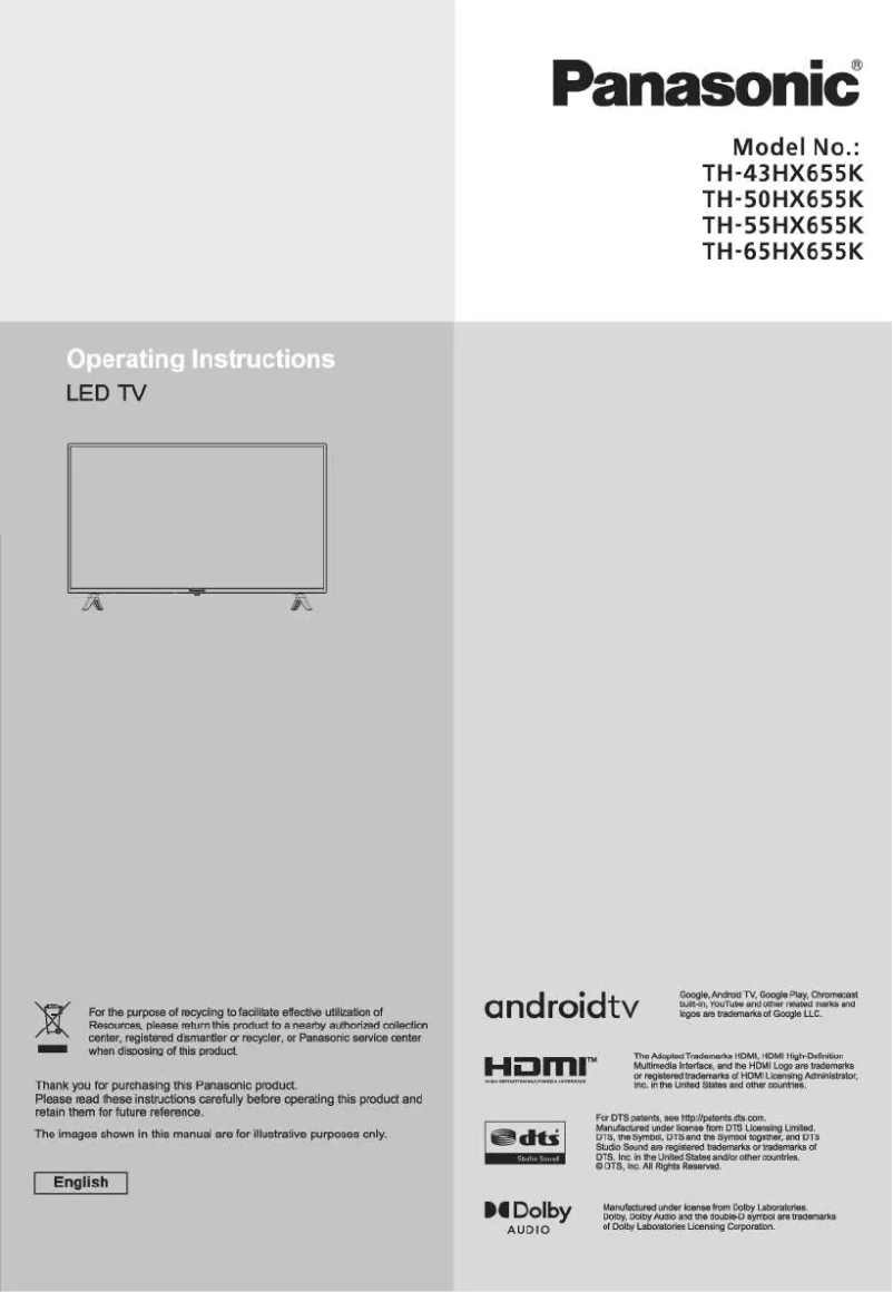 Page 1 of the manual User Manual Panasonic TH-55HX655K