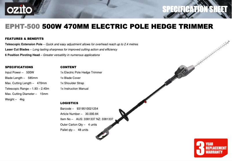 First page image of the manual for EPHT-500