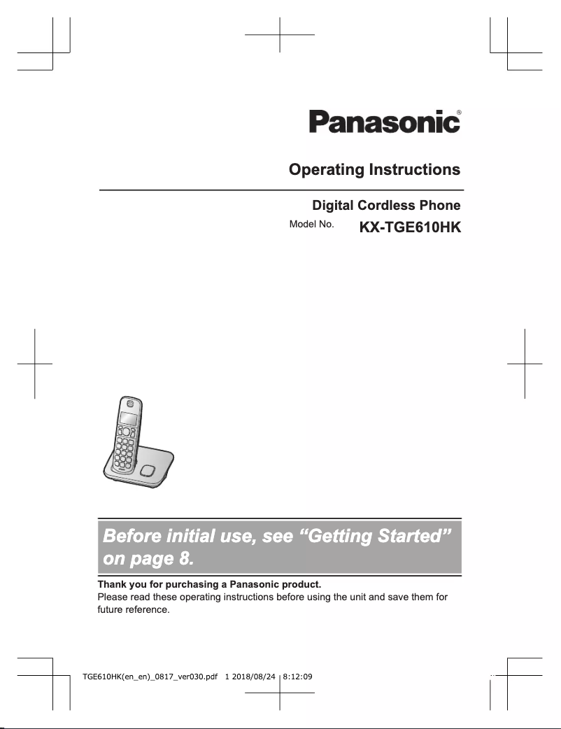 Page 1 of the manual User Manual Panasonic KX-TGE610