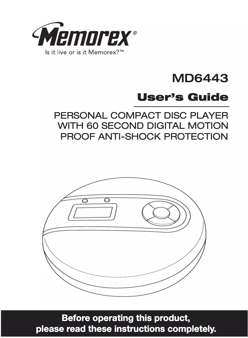 First page image of the manual for MD6443