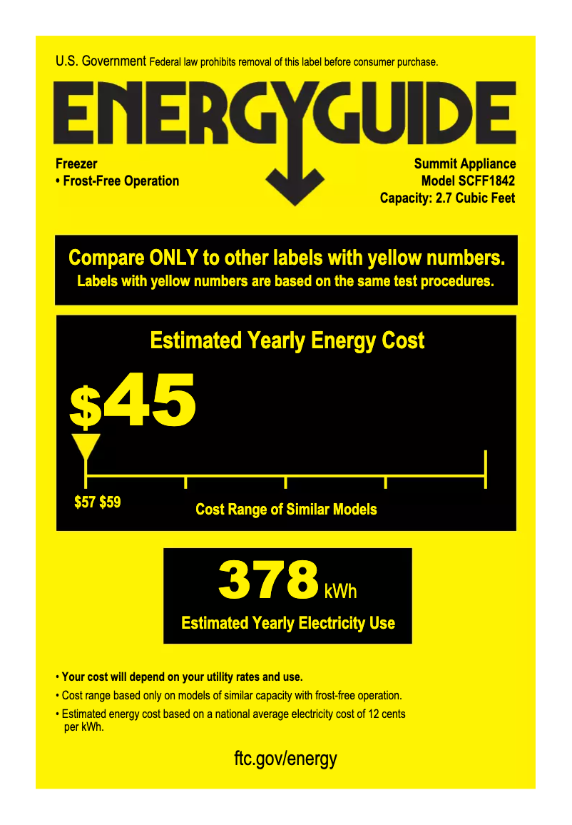 Page 1 of the manual Energy Label Summit SCFF1842