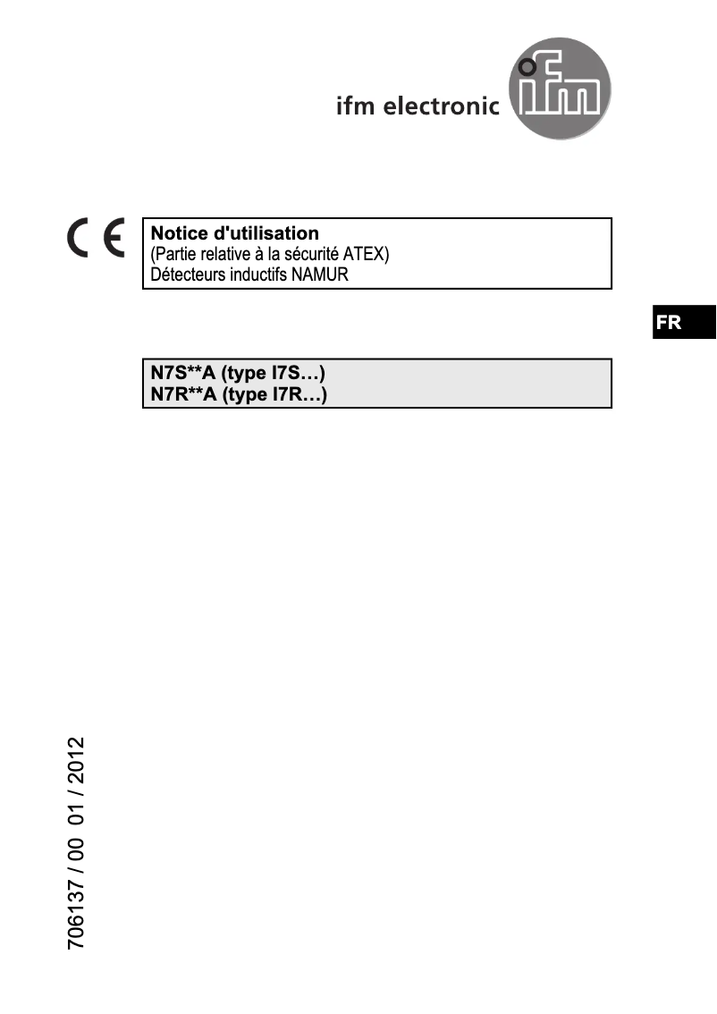 Page 1 of the manual User Manual IFM N7S20A