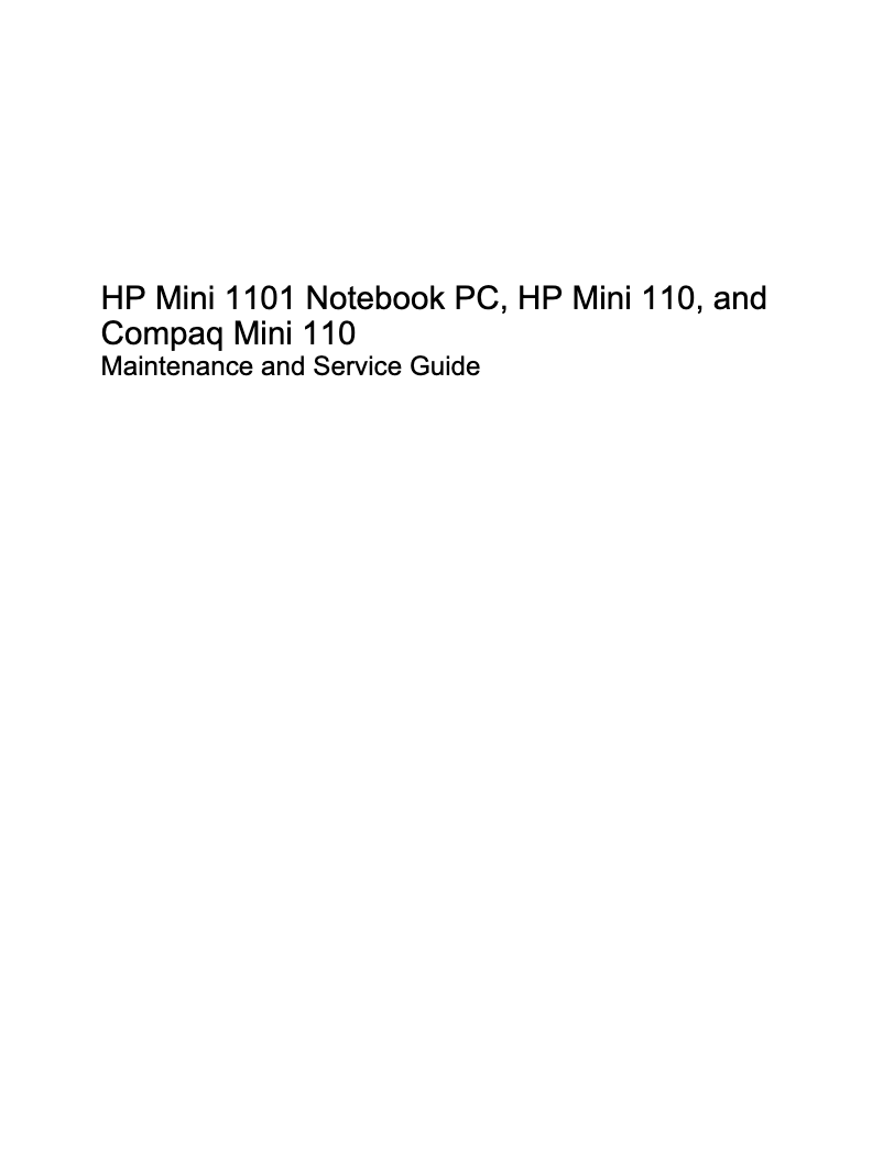 Page 1 of the manual User Manual HP Mini 110-3005ss