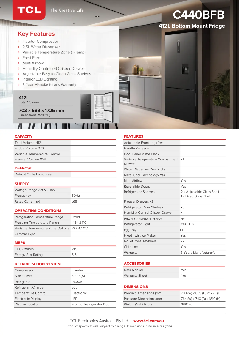 First page image of the manual for C440BFB