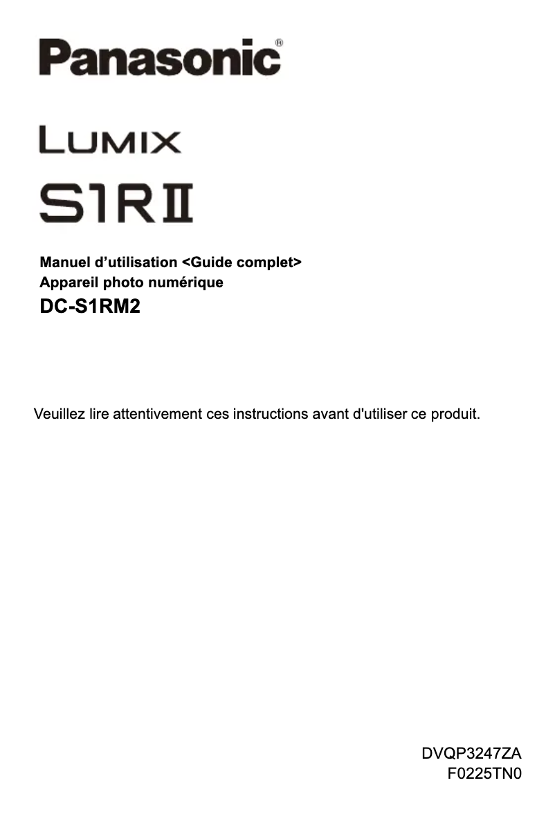 First page image of the manual for Lumix S1
