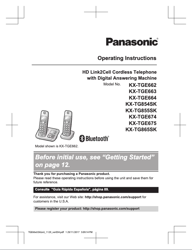 Page 1 of the manual User Manual Panasonic KX-TGE664