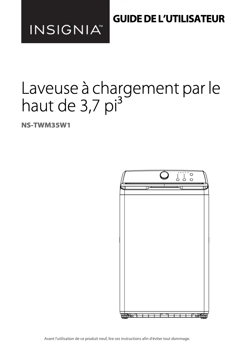 Page 1 of the manual User Manual Insignia NS-TWM35W1