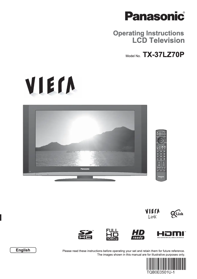 First page image of the manual for Viera TX-37LZ70P