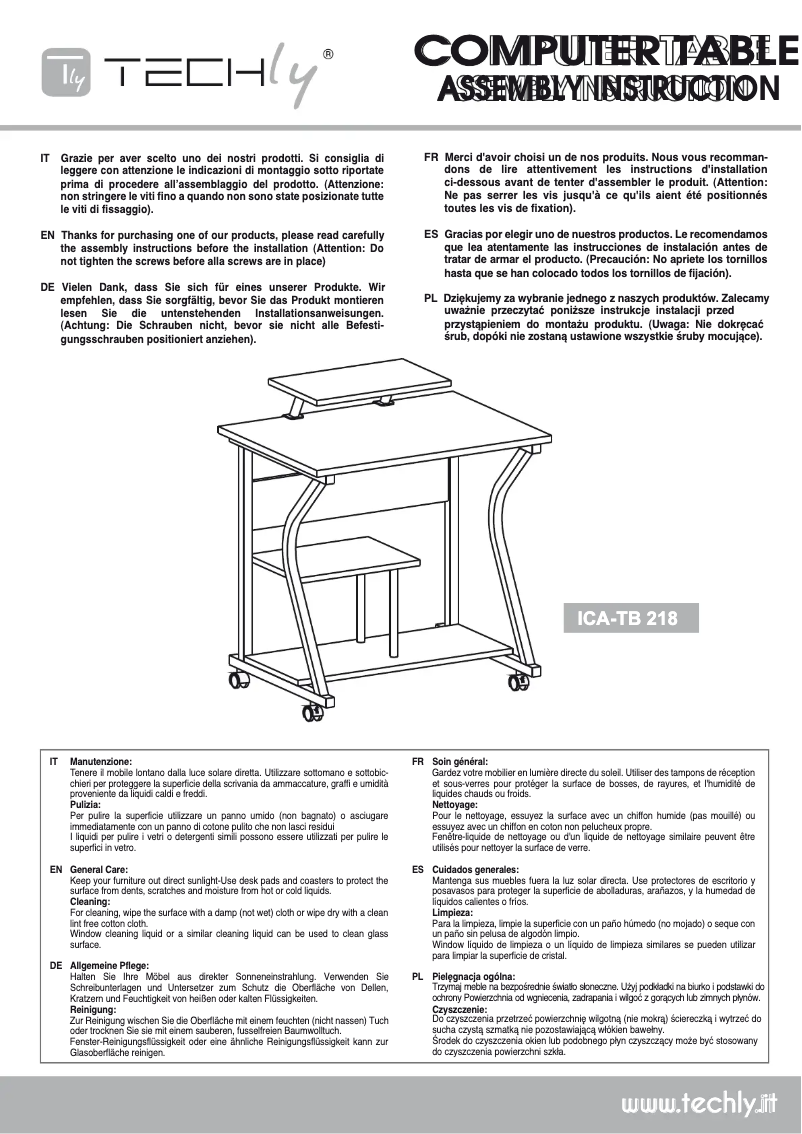 First page image of the manual for ICA-TB 218