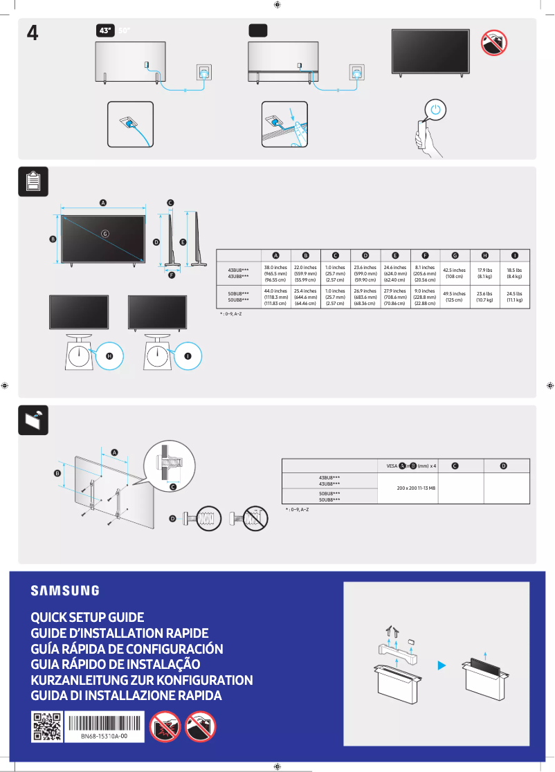 First page image of the manual for UA43BU8000G