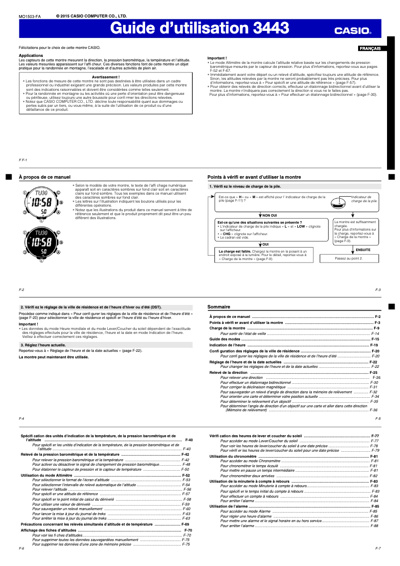 Page 1 of the manual User Manual Casio PRG-330-1ER