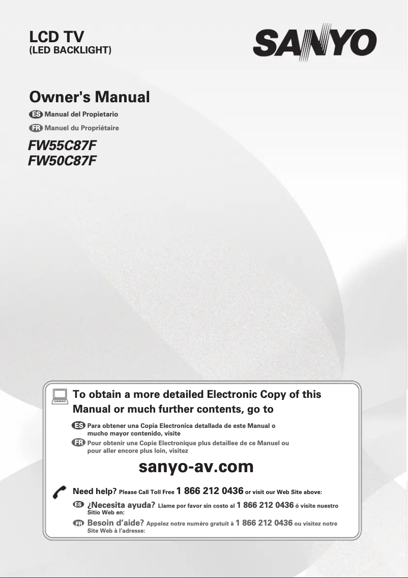 First page image of the manual for FW55C87F