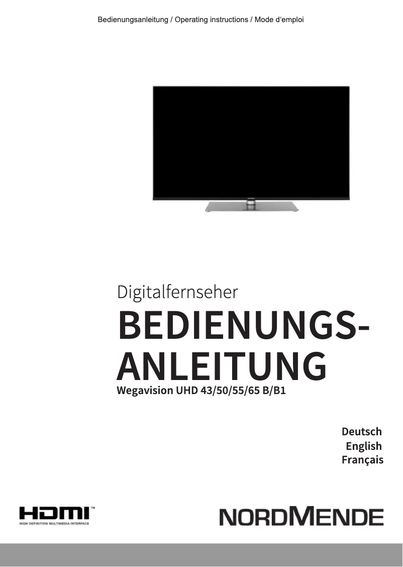 First page image of the manual for Wegavision UHD50B