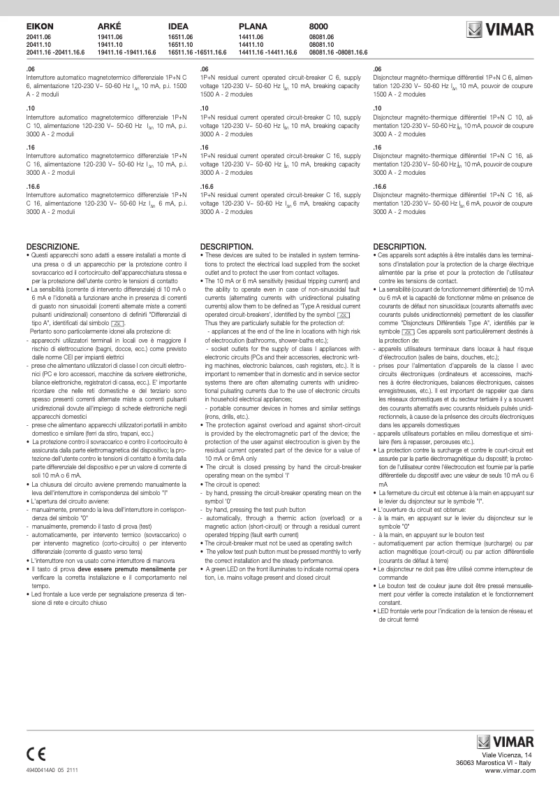 First page image of the manual for 20411.06