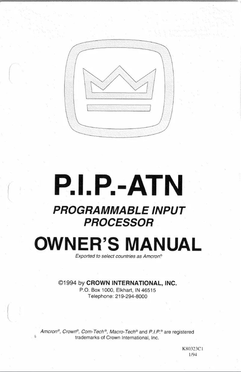 First page image of the manual for P.I.P.-ATN