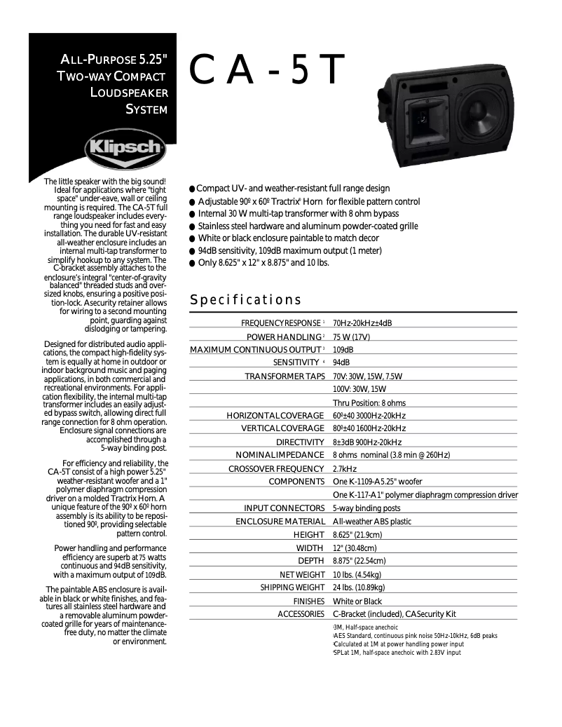 First page image of the manual for CA-5T