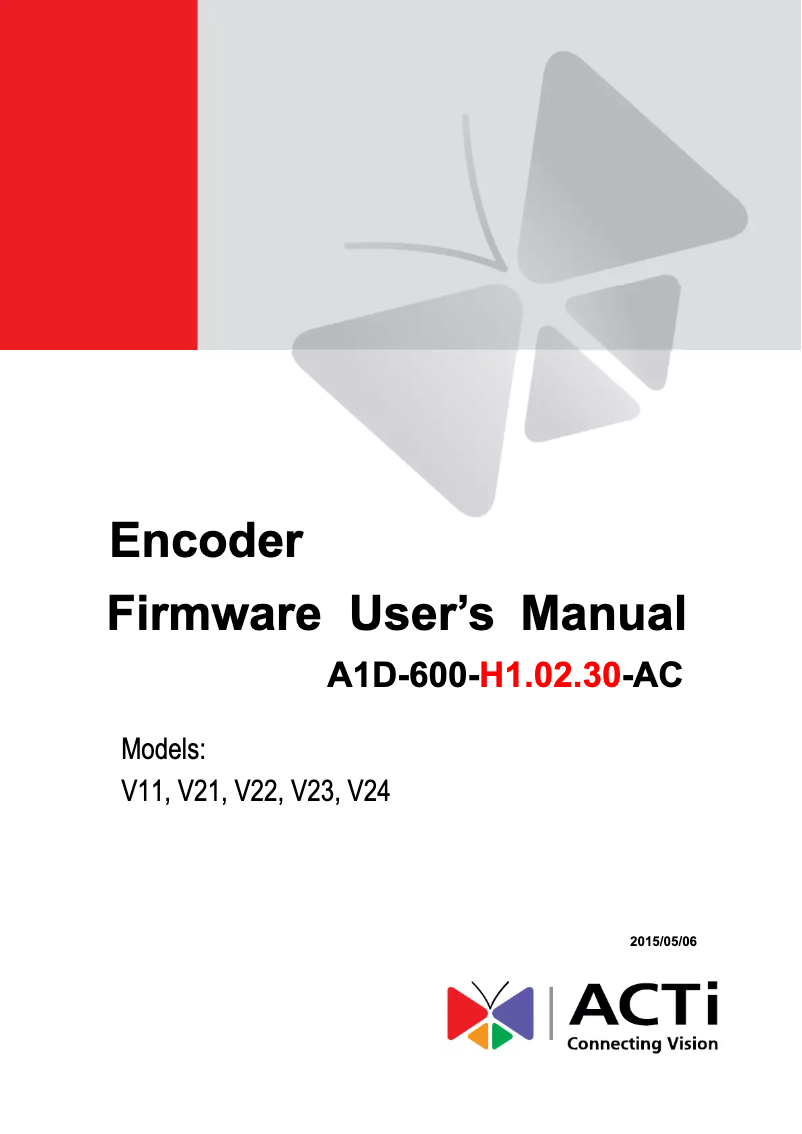 Page 1 of the manual User Manual ACTi V21