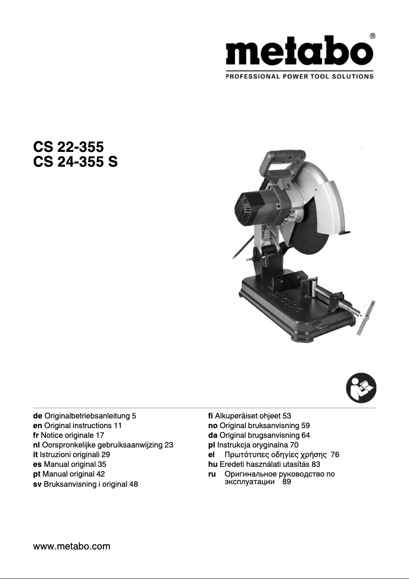 Page 1 of the manual User Manual Metabo CS 24-355 S