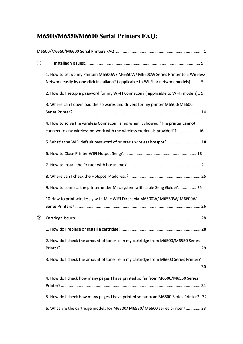 Page 1 of the manual FAQ Pantum M6506N