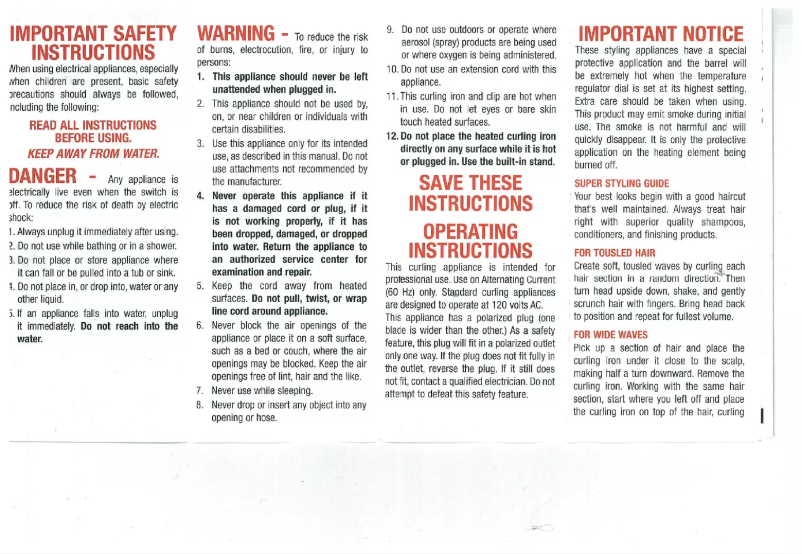 Page 1 of the manual User Manual BaByliss BAB2273TTE