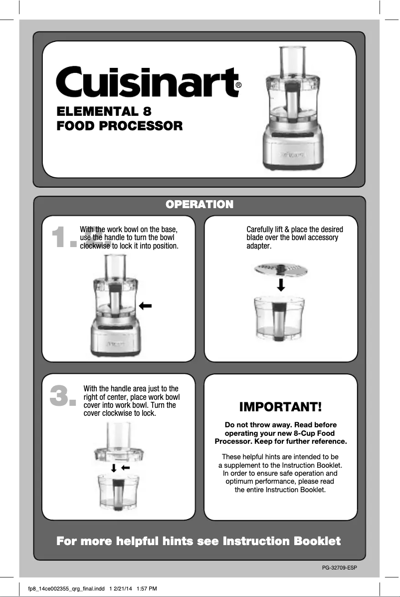 Image de la première page du manuel de l'appareil Elemental FP-8SV