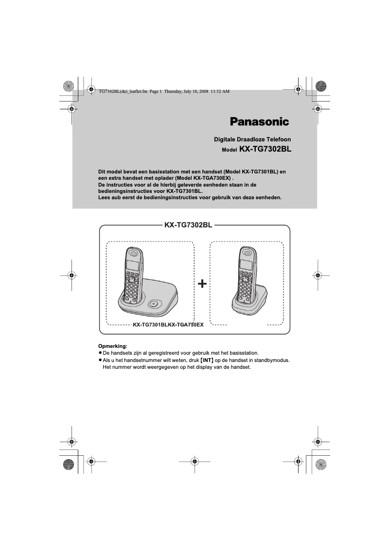 Page 1 of the manual User Manual Panasonic KX-TG7302
