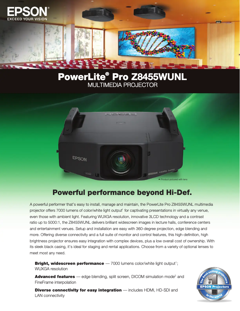 First page image of the manual for PowerLite Pro Z8455WUNL