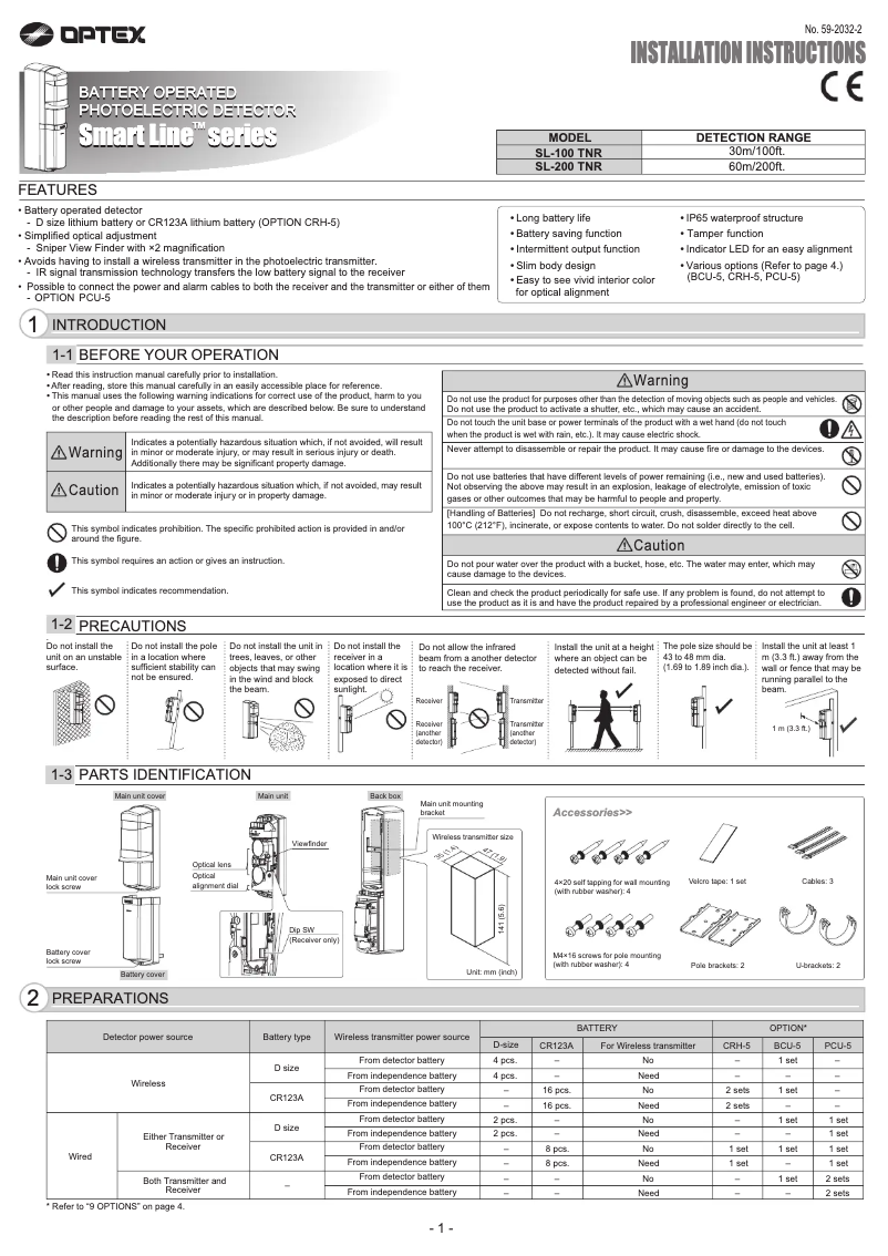 First page image of the manual for SL-200TNR