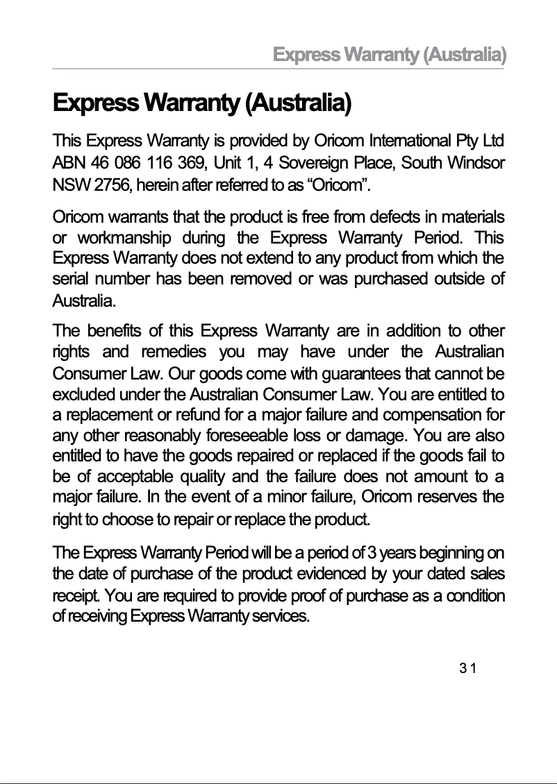 Page 1 de la notice Manuel utilisateur Oricom ANC970