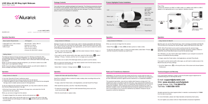 First page image of the manual for AWCL4KFL