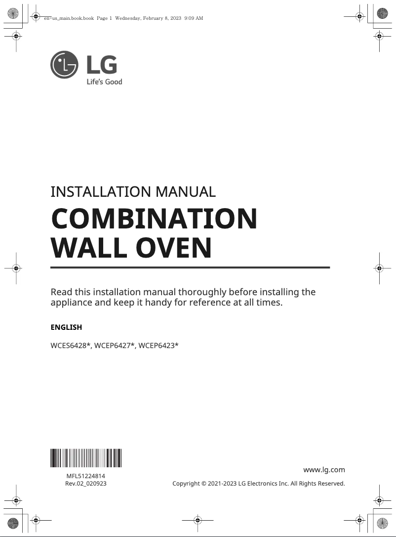 First page image of the manual for WCEP6423F