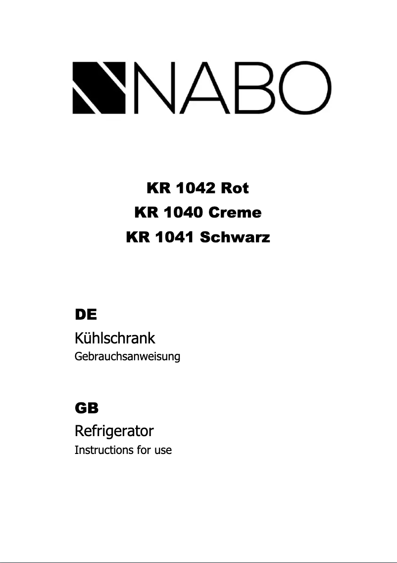 First page image of the manual for KR 1041