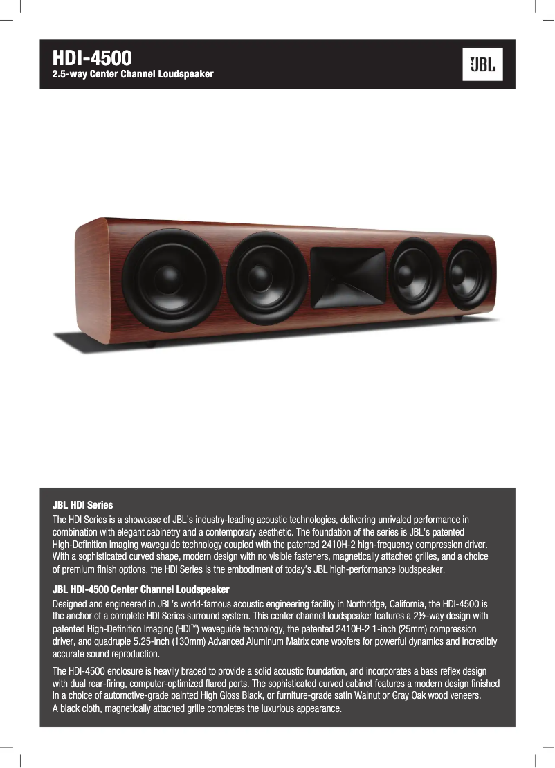 Page 1 of the manual Technical Sheet JBL HDI-4500