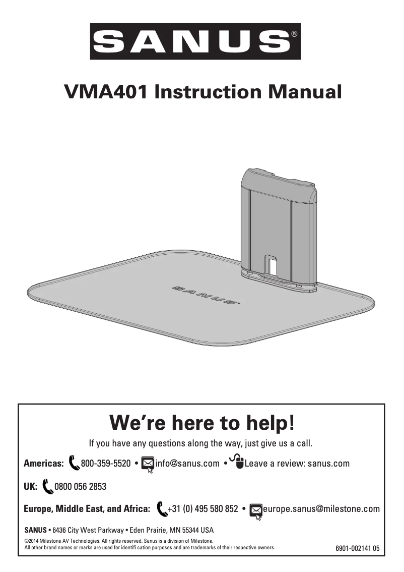 First page image of the manual for VMA401