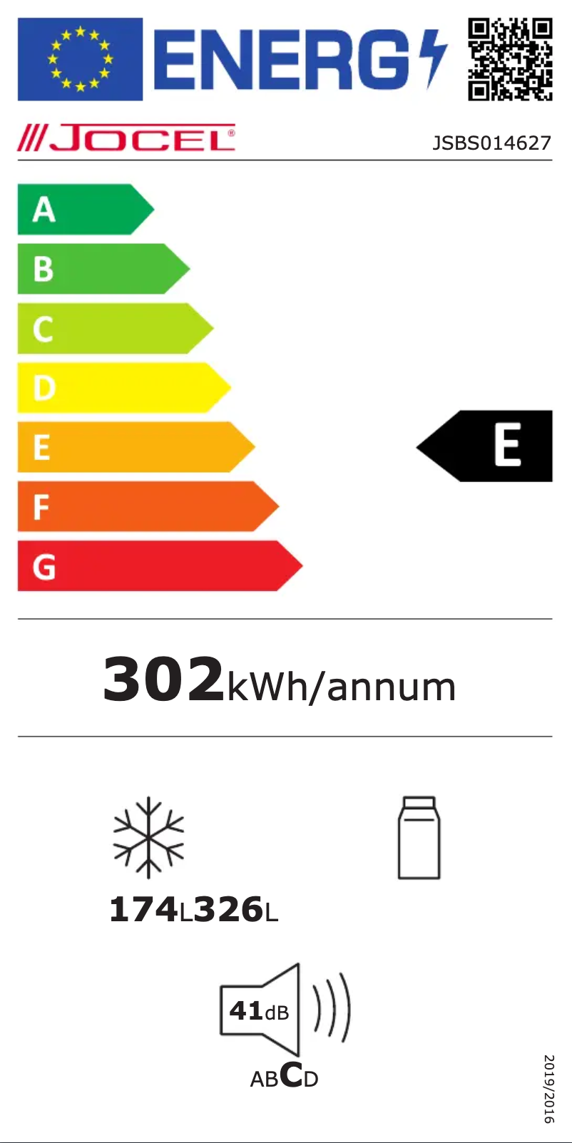 Page 1 de la notice Label énergétique Jocel JSBS014627