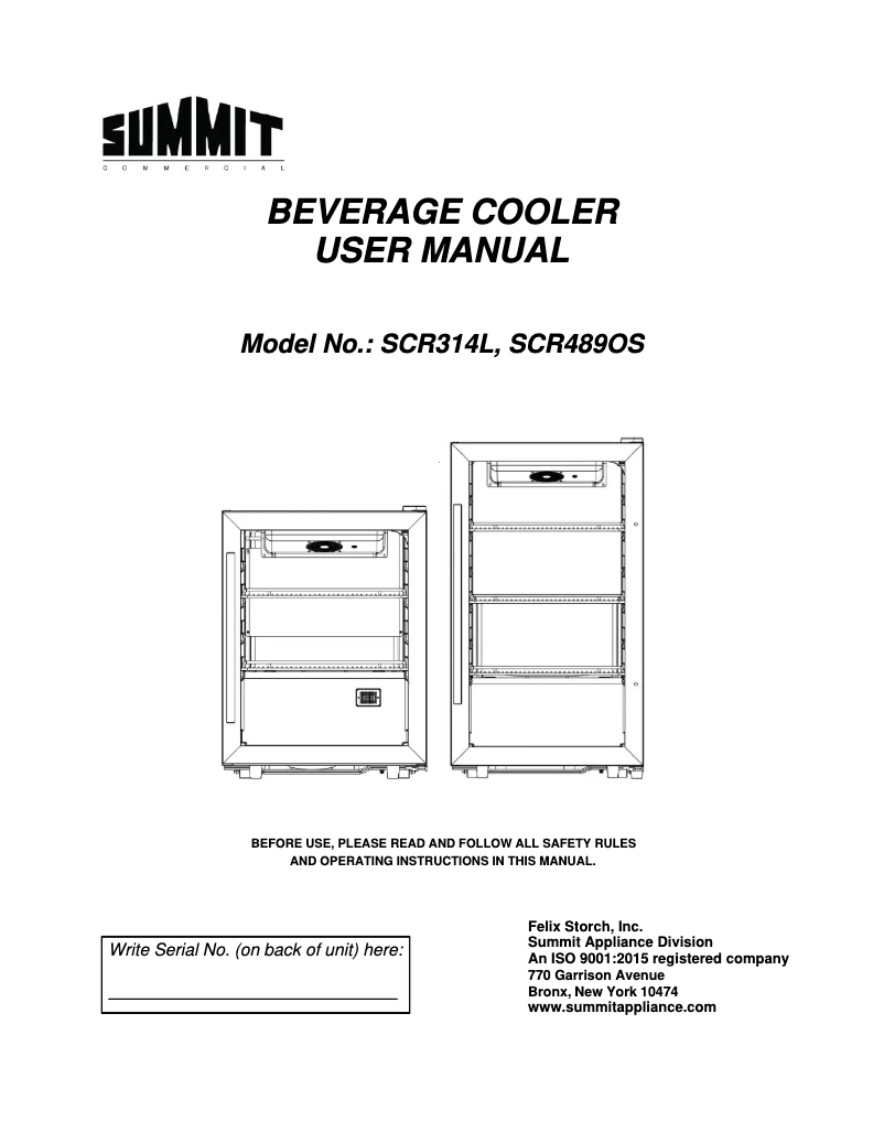 First page image of the manual for SCR314L