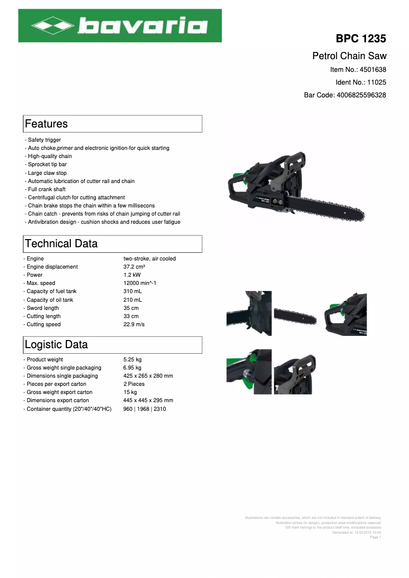 First page image of the manual for BPC 1235