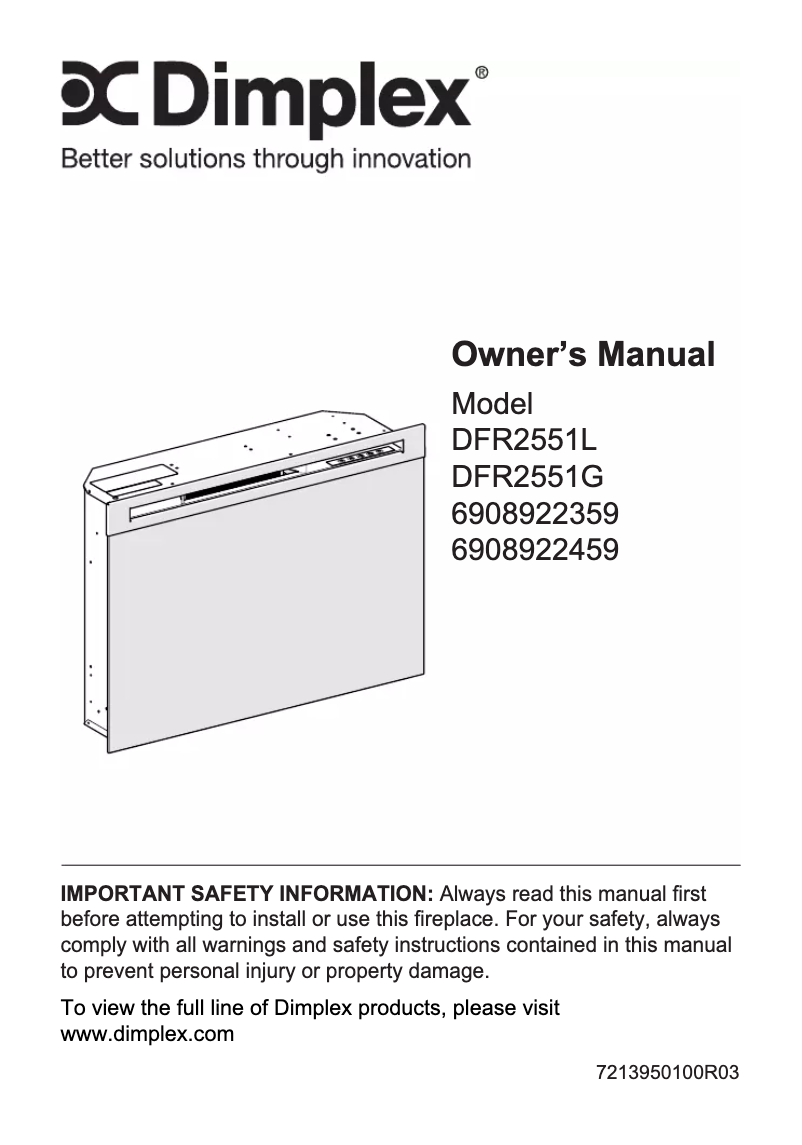 Page 1 of the manual User Manual Dimplex DFR2551L