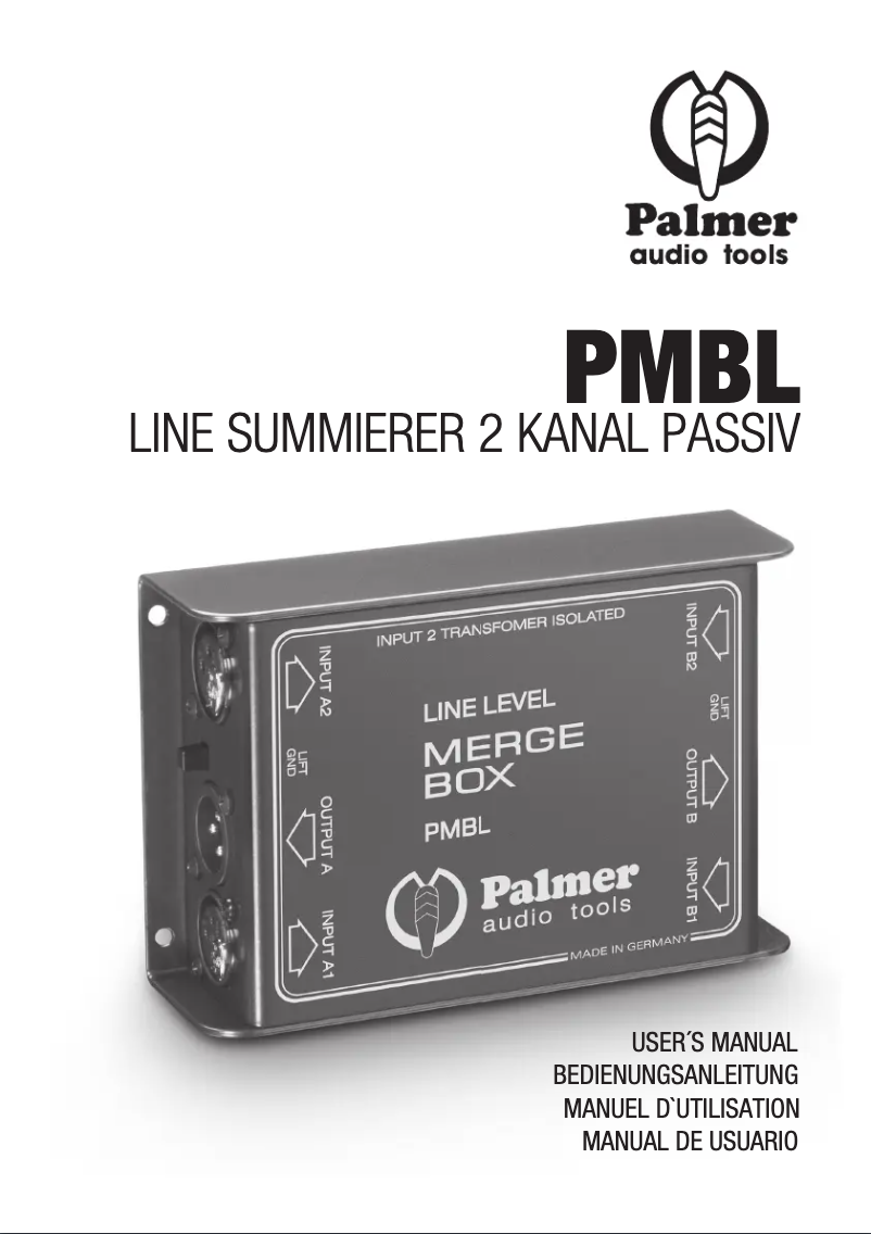 Page 1 of the manual User Manual Palmer PMB-L