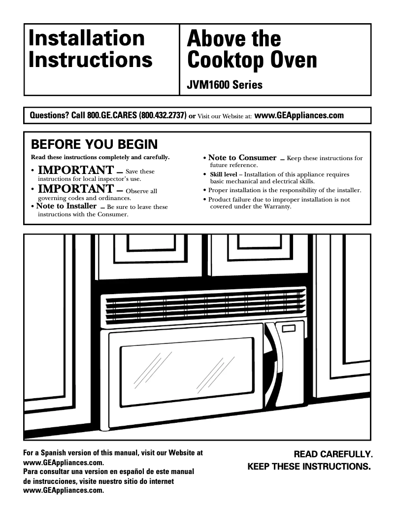 First page image of the manual for JVM1630CH