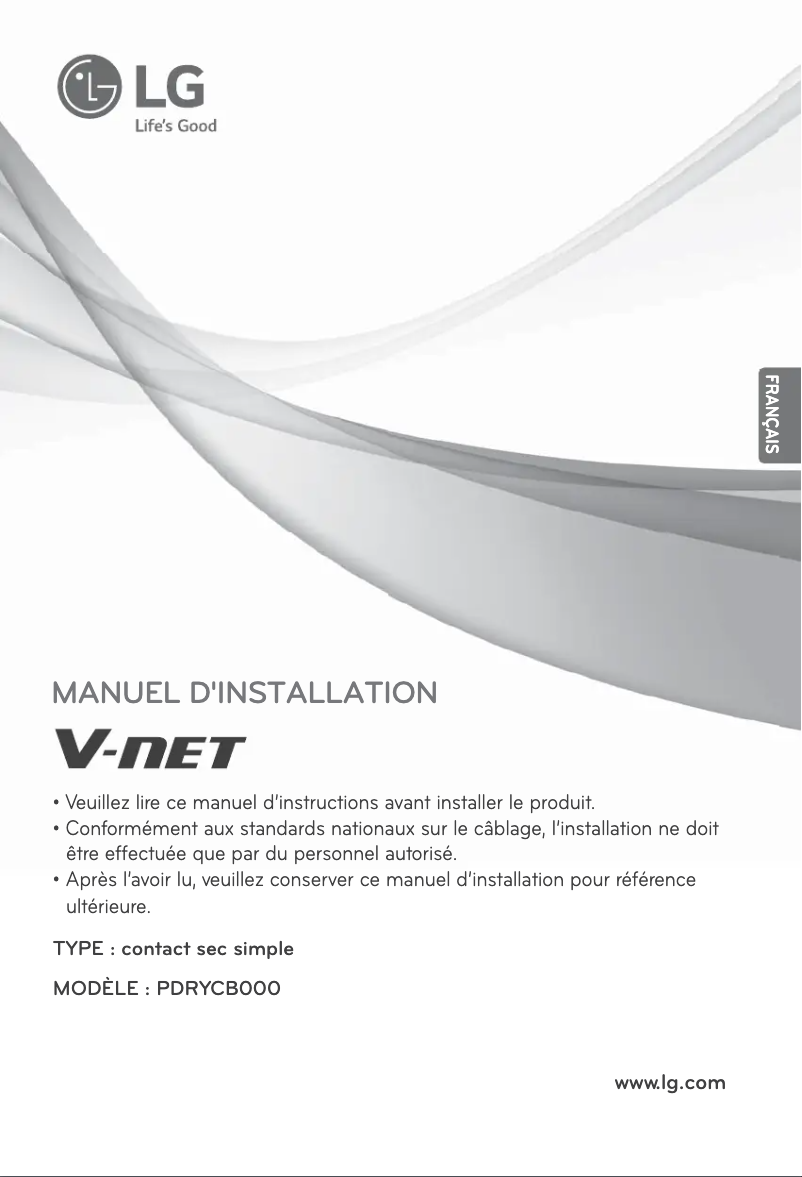 First page image of the manual for PDRYCB000